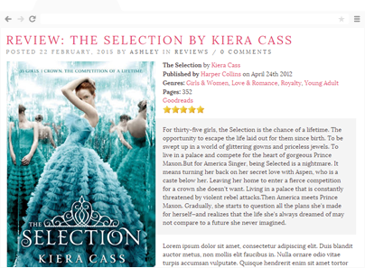 A screenshot of a book review for The Selection